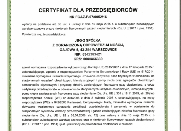 FGAZ Certificate